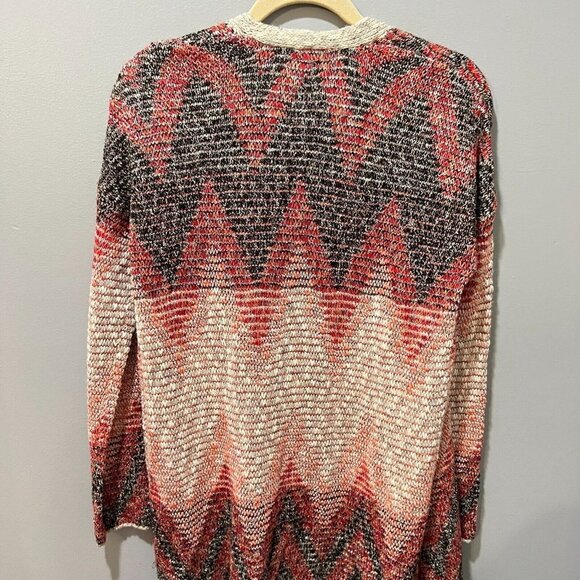 Lucky Brand Womens Brown Open Tribal Cardigan Sweater Small Fringe Long Sleeve - Picture 11 of 13